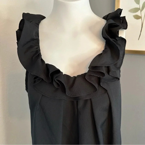 Pins and Needles Black Sleeveless Ruffle Neckline Mini Dress Size Large - Picture 2 of 9